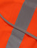 Bright orange safety vest with grey reflective shoulder tapes, featuring a fabric texture and a simple design.