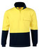 A Hi-Vis two-tone cotton fleecy sweat in bright yellow and navy, featuring a zip collar and a chest pocket.
