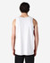 A white Gildan Heavy Cotton adult tank top, viewed from the back, featuring a plain design and a slightly loose fit.