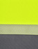 A segmented polo shirt in high-visibility yellow with grey stripes, featuring a textured fabric and a logo.