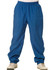 Track pants in a vibrant blue colour with an elastic waistband and cuffed ankles. Features a logo on the front.