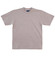 A grey premium T-shirt with short sleeves and a crew neck, featuring a logo on the label.
