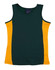 A green and yellow singlet featuring a logo on the label, designed for ladies.