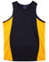 A black and yellow men's cooldry contrast mesh singlet featuring a simple design and a logo.
