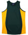 A green and gold men's singlet featuring a contrast mesh design and a logo on the inside label.