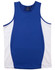 A blue and white men's singlet featuring contrast mesh panels and a logo.
