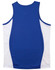 A blue and white men's singlet featuring contrast mesh panels and a logo.