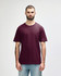 A maroon midweight T-shirt on a male model, featuring a simple design and a logo.