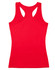 A red ladies' fitted stretch singlet featuring a racerback design. The garment has a sleek, simple look and includes a logo.
