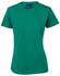 A green semi-fitted cotton t-shirt for ladies, featuring short sleeves and a round neckline. The shirt has a logo.