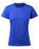 A ladies' cotton semi-fitted tee in vibrant blue with a round neckline and short sleeves. Features a logo.