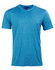 A blue short sleeve tee made from ultra dry cationic fabric, featuring a logo on the chest.