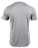 A grey men's short sleeve tee with a smooth texture and a logo on the back.