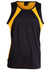 Men's sprint singlet featuring black fabric with yellow mesh panels. Includes a logo or branding.
