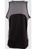 A black sprint singlet with a grey mesh back, featuring a logo on the fabric.