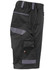 Unisex black utility stretch cargo work shorts with multiple pockets and a logo. Features grey accents.