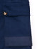 A navy unisex utility stretch cargo work short with a side pocket and branding.