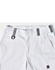 White unisex utility stretch cargo work pants featuring grey accents and a logo on the waistband.