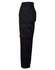 A pair of black regular fit cargo pants featuring a side drill pant pocket. The pants have a sleek profile and a logo.