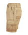Light weight semi-fitted cargo shorts in khaki, featuring multiple pockets and a logo on the fabric.