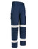 Unisex navy cotton stretch ripstop work pants with segmented reflective strips and multiple pockets.