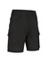 Black unisex cotton stretch ripstop work shorts with multiple pockets and a branded logo.