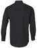 A long-sleeve cotton work shirt in black with a logo on the back.