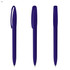 Three purple plastic pens with a smooth design and clip, featuring different angles in the display.
