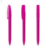 A set of plastic pens in vibrant pink, featuring a clip and a smooth writing tip. Each pen has a glossy finish.