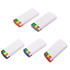 A set of four solid colour highlighters in white casing, featuring green, yellow, orange, and pink tips.