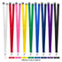 A collection of Bamboo Lanyards in various colours: white, pink, red, yellow, green, blue, purple, and black, with clips.