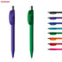A green and a purple plastic pen are displayed, along with additional pens in various colours on the right.