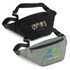 Two Byron Belt Bags in black and grey, featuring zippers and adjustable straps, with logos on the front.