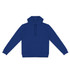 A blue unisex hoodie featuring a front pocket and a hood, with a drawstring and branding present.
