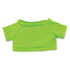 A bright green plush toy top, featuring short sleeves and a rounded neckline, perfect for dressing up toys.