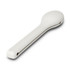 A white travel cutlery set featuring a spoon with a sleek, modern design. The item has a logo.