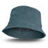 A faded teal bucket hat with a wide brim, featuring two metal eyelets and a textured finish.