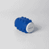 A blue Whirl Popper Spinner with a white top and bottom, featuring a logo on one side.