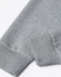A grey unisex crew neck sweater displayed at an angle, highlighting the cuff detail. The fabric appears soft and textured.