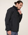 A men's sustainable softshell corporate jacket in black, featuring a zippered front and side pockets.