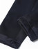 A close-up of a navy softshell jacket, highlighting its smooth fabric and cuffs with an attached branding logo.
