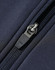 A close-up of a navy softshell jacket featuring a zipper and a logo on the zipper pull.