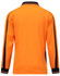 An orange long-sleeve polo shirt with black trim and a logo on the front.