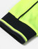 A close-up of a Hi-Vis polo sleeve in bright yellow with black and grey detailing, featuring a logo.