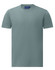 A short-sleeve tee shirt in a muted green with a round neckline and a subtle logo.