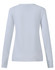 A light blue long-sleeve tee shirt for women with a fitted shape and a logo on the back.