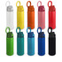 A drink bottle collection featuring various colours, including white, yellow, orange, pink, red, green, teal, blue, and black, with a logo.
