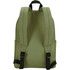 A green laptop backpack with two padded shoulder straps and side pockets. It features a simple design and a logo on the back.