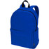 A blue laptop backpack with a large main compartment, front pocket, and black straps. It features a logo.
