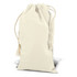 A cream-coloured cotton gift bag with a drawstring closure, featuring a simple, unbranded design.
